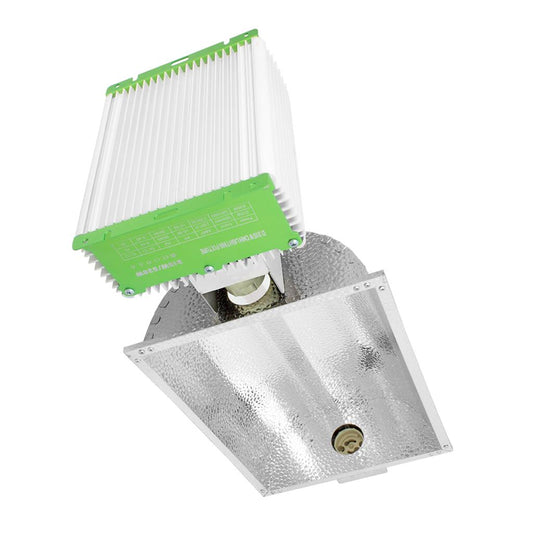 LUMii Solar 630W DE is a double-ended complete fixture that powers a ceramic discharge metal-halide (CDM) lamp to give your plants the best possible spectrum of light.